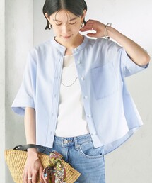 WEB限定】〈手洗い可能〉ライト オンス フリル デニム 半袖 シャツ