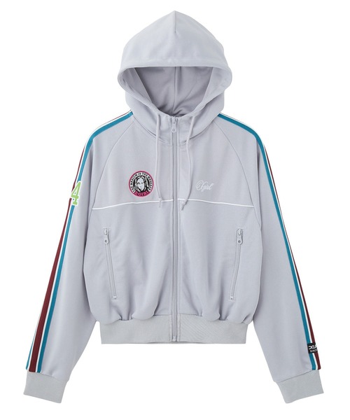 X-girl（エックスガール）の「LOGO PATCHED ZIP UP JERSEY COMPACT HOODIE（パーカー・レディース・ブラック/グレー・M/S）」の12枚目の写真