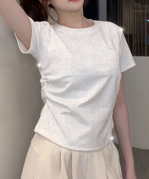 ViViDAY(ビビデー)の「ラメ入りショートtシャツ(Tシャツ/カットソー・レディース・ホワイト/ブラック・M)」の20枚目の写真