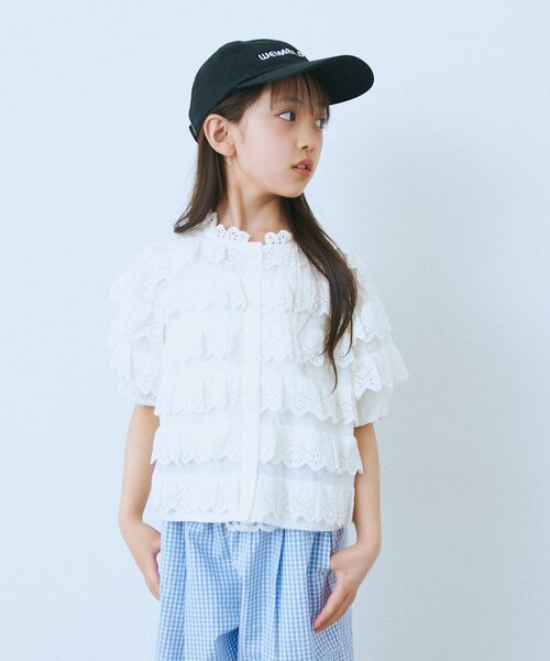 CIAOPANIC TYPY（チャオパニックティピー）の「【KIDS】【india】スカラップレースティアードブラウス（シャツ/ブラウス・キッズ・ブラック/ホワイト・110/130/150）」の3枚目の写真
