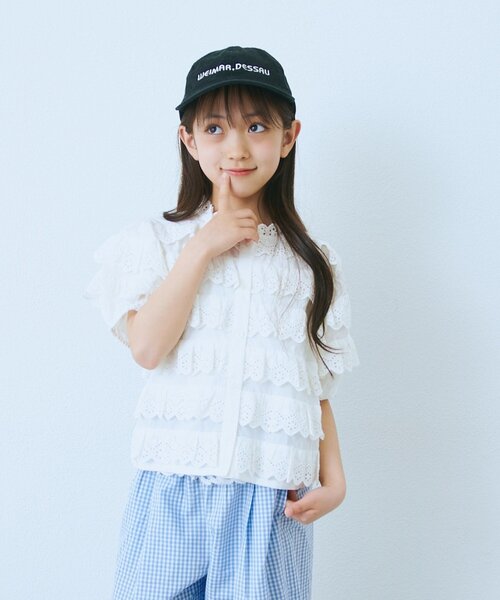 CIAOPANIC TYPY（チャオパニックティピー）の「【KIDS】【india】スカラップレースティアードブラウス（シャツ/ブラウス・キッズ・ブラック/ホワイト・110/130/150）」の4枚目の写真