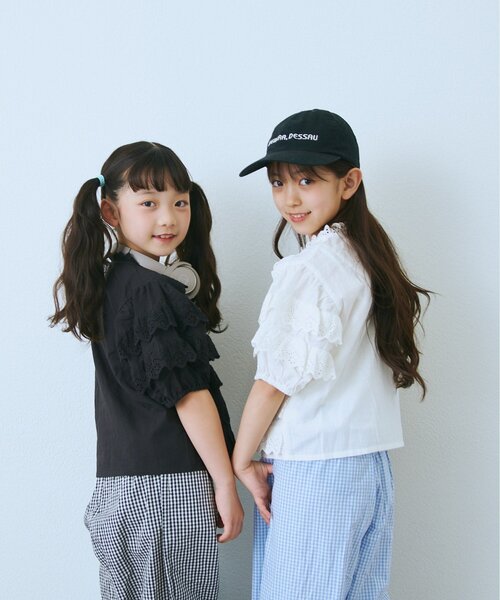 CIAOPANIC TYPY（チャオパニックティピー）の「【KIDS】【india】スカラップレースティアードブラウス（シャツ/ブラウス・キッズ・ブラック/ホワイト・110/130/150）」の7枚目の写真