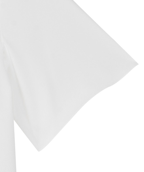 TOKYO SHIRTS(トウキョウシャツ)の「シルキーサテン ピンタック ブラウス 半袖(シャツ/ブラウス・レディース・ホワイト/ネイビー・M/L/LL)」の6枚目の写真