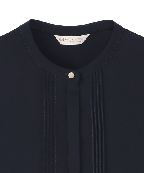 TOKYO SHIRTS(トウキョウシャツ)の「シルキーサテン ピンタック ブラウス 半袖(シャツ/ブラウス・レディース・ホワイト/ネイビー・M/L/LL)」の10枚目の写真