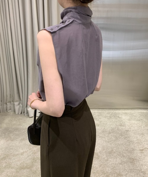 LUCPY(ラクピー)の「ボウタイシアーブラウス ノースリーブ フェミニン きれいめ(その他トップス・レディース・グレー/ブラック/ホワイト・FREE)」の5枚目の写真
