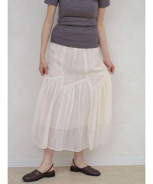 FIKA.（フィーカ）の「Sheer check tiered skirt（スカート・レディース・ブラック/アイボリー・MEDIUM）」の3枚目の写真