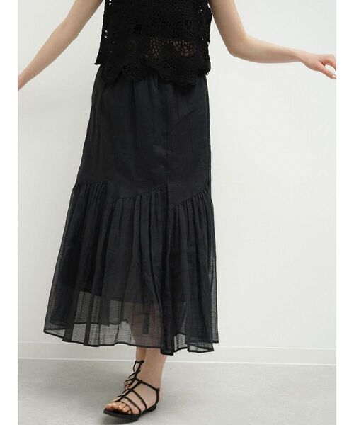 FIKA.（フィーカ）の「Sheer check tiered skirt（スカート・レディース・ブラック/アイボリー・MEDIUM）」の10枚目の写真