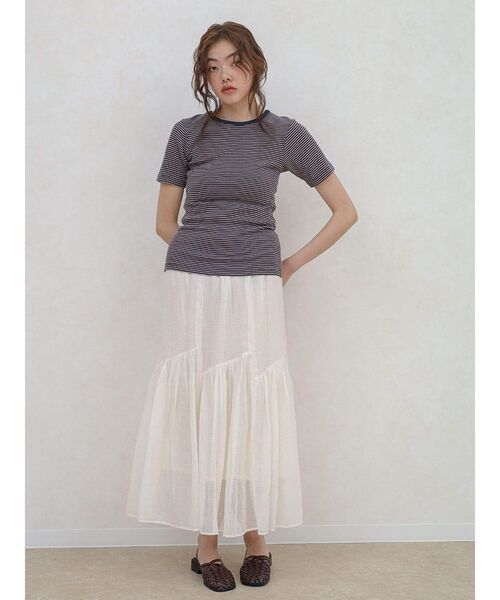 FIKA.（フィーカ）の「Sheer check tiered skirt（スカート・レディース・ブラック/アイボリー・MEDIUM）」の4枚目の写真