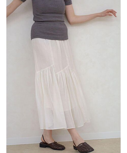 FIKA.（フィーカ）の「Sheer check tiered skirt（スカート・レディース・ブラック/アイボリー・MEDIUM）」の5枚目の写真