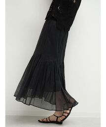 Sheer check tiered skirt