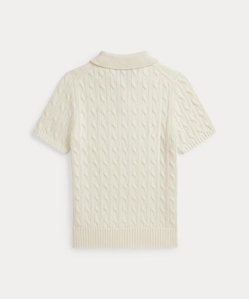 POLO RALPH LAUREN CHILDRENSWEAR(ポロ ラルフ ローレン チルドレンズウェア)の「ケーブルニット コットン ポロカラー セーター(ニット/セーター・キッズ・ナチュラル・L/M/XL)」の4枚目の写真