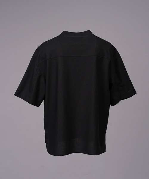 MAISON SPECIAL（メゾンスペシャル）の「《UNISEX》Birdseye Jersey Mesh Prime-Over Henry Neck Short-sleeved T-shirt/バーズアイジャージーメッシュプライムオーバーヘンリーネックショートスリーブTシャツ【MAISON SPECIAL/メゾンスペシャル】（Tシャツ/カットソー・メンズ・ライトグレー/ブラック・0/2/1）」の9枚目の写真