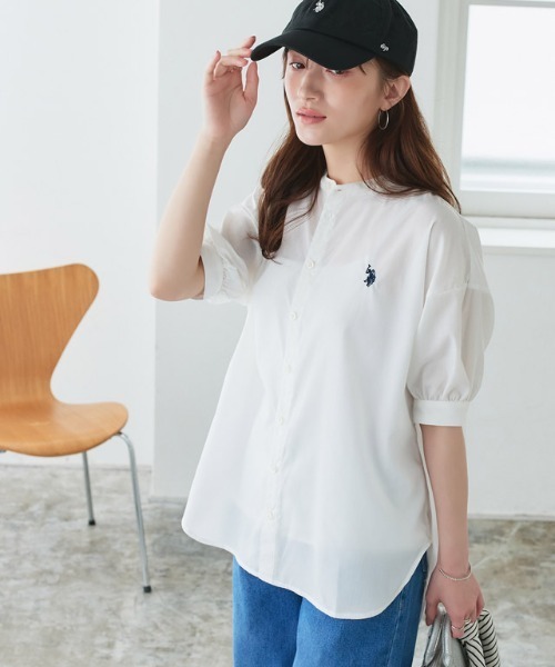 U.S. POLO ASSN.（ユーエスポロアッスン）の「U.S. POLO ASSN. ロング丈ボリュームスリーブブラウス（シャツ/ブラウス・レディース・オフホワイト/ブラック系その他/ブルー系その他/ネイビー系・3L/LL/L/M）」の15枚目の写真