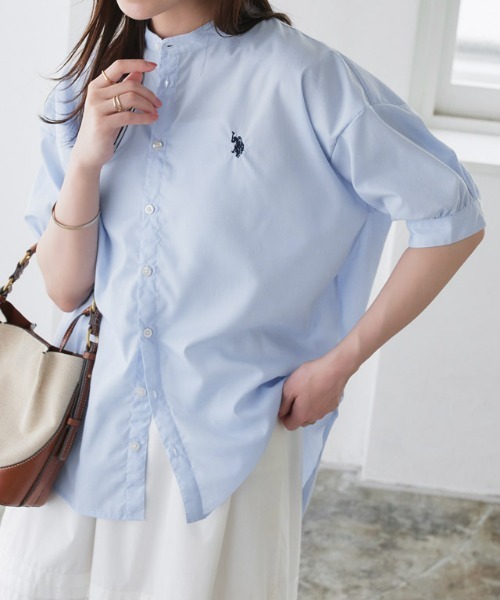 U.S. POLO ASSN.（ユーエスポロアッスン）の「U.S. POLO ASSN. ロング丈ボリュームスリーブブラウス（シャツ/ブラウス・レディース・オフホワイト/ブラック系その他/ブルー系その他/ネイビー系・3L/LL/L/M）」の19枚目の写真