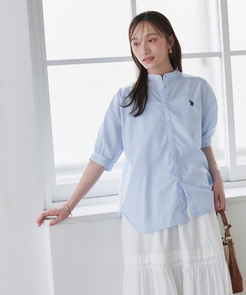 U.S. POLO ASSN.（ユーエスポロアッスン）の「U.S. POLO ASSN. ロング丈ボリュームスリーブブラウス（シャツ/ブラウス・レディース・オフホワイト/ブラック系その他/ブルー系その他/ネイビー系・3L/LL/L/M）」の20枚目の写真