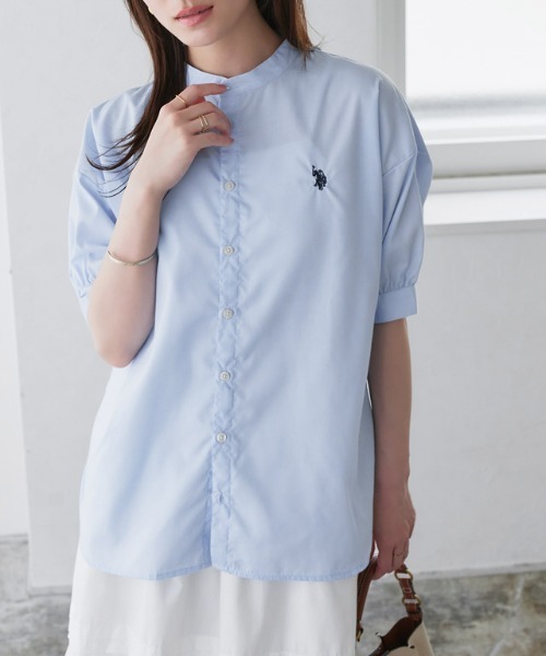 U.S. POLO ASSN.（ユーエスポロアッスン）の「U.S. POLO ASSN. ロング丈ボリュームスリーブブラウス（シャツ/ブラウス・レディース・オフホワイト/ブラック系その他/ブルー系その他/ネイビー系・3L/LL/L/M）」の10枚目の写真