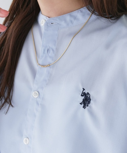 U.S. POLO ASSN.（ユーエスポロアッスン）の「U.S. POLO ASSN. ロング丈ボリュームスリーブブラウス（シャツ/ブラウス・レディース・オフホワイト/ブラック系その他/ブルー系その他/ネイビー系・3L/LL/L/M）」の12枚目の写真