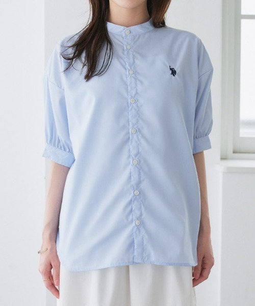 U.S. POLO ASSN.（ユーエスポロアッスン）の「U.S. POLO ASSN. ロング丈ボリュームスリーブブラウス（シャツ/ブラウス・レディース・オフホワイト/ブラック系その他/ブルー系その他/ネイビー系・3L/LL/L/M）」の14枚目の写真