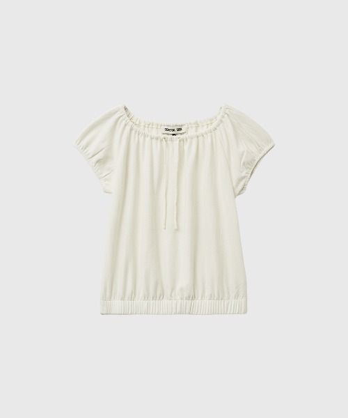 GENERAL IDEA(ジェネラルアイデア)の「【GENERAL IDEA】キャップスリーブシャーリングTシャツ / CAP SLEEVE SHIRRING T-SHIRT(Tシャツ/カットソー・レディース・ブラック/アイボリー・L/M/S)」の9枚目の写真