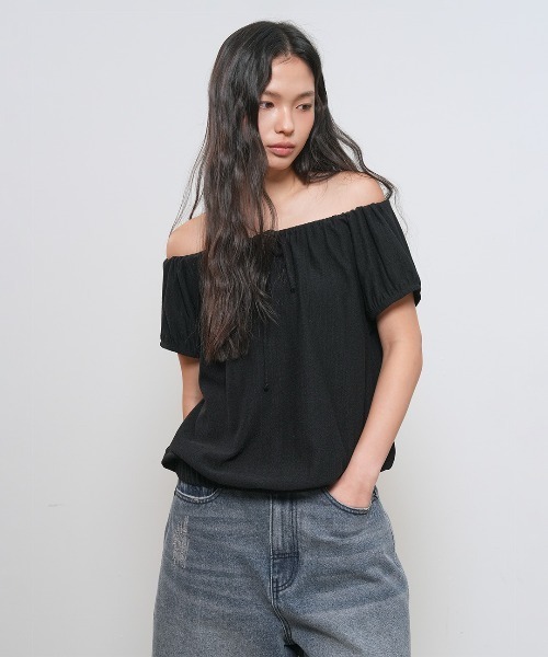 GENERAL IDEA(ジェネラルアイデア)の「【GENERAL IDEA】キャップスリーブシャーリングTシャツ / CAP SLEEVE SHIRRING T-SHIRT(Tシャツ/カットソー・レディース・ブラック/アイボリー・L/M/S)」の11枚目の写真