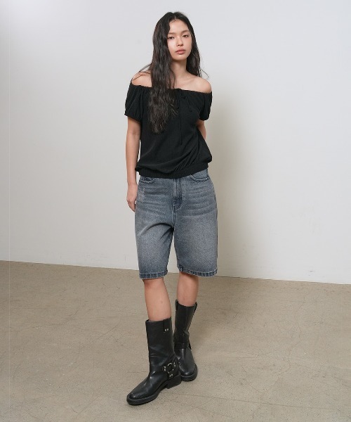 GENERAL IDEA(ジェネラルアイデア)の「【GENERAL IDEA】キャップスリーブシャーリングTシャツ / CAP SLEEVE SHIRRING T-SHIRT(Tシャツ/カットソー・レディース・ブラック/アイボリー・L/M/S)」の15枚目の写真
