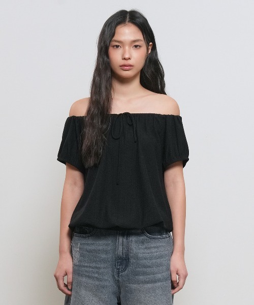GENERAL IDEA(ジェネラルアイデア)の「【GENERAL IDEA】キャップスリーブシャーリングTシャツ / CAP SLEEVE SHIRRING T-SHIRT(Tシャツ/カットソー・レディース・ブラック/アイボリー・L/M/S)」の12枚目の写真