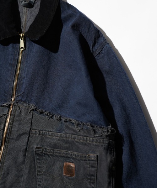 THRIFTY LOOK(スリフティールック)の「THRIFTY LOOK / スリフティールック CARHARTT DENIM ACTIVE JACKET カーハート デニム リメイク アクティブジャケット(ブルゾン・メンズ・ブラック・LARGE)」の7枚目の写真