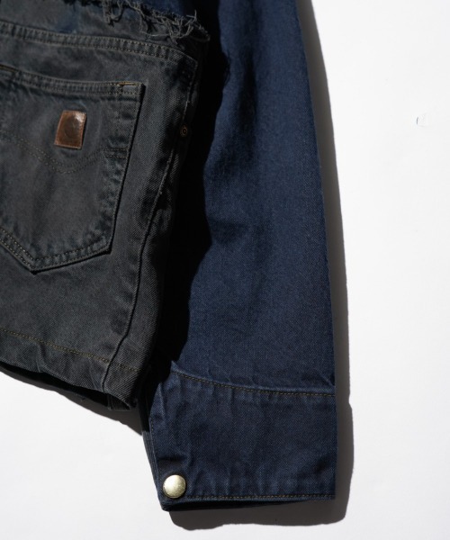 THRIFTY LOOK(スリフティールック)の「THRIFTY LOOK / スリフティールック CARHARTT DENIM ACTIVE JACKET カーハート デニム リメイク アクティブジャケット(ブルゾン・メンズ・ブラック・LARGE)」の9枚目の写真