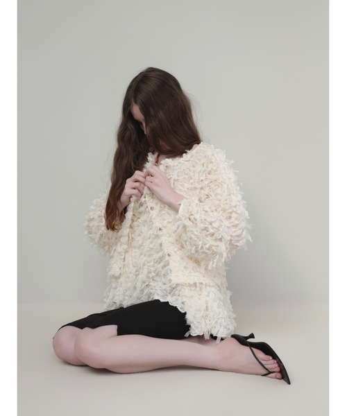 AMOMMA（アモマ）の「FRILL TEXTURE CAMI（キャミソール・レディース・ブラック/アイボリー・FREE）」の4枚目の写真