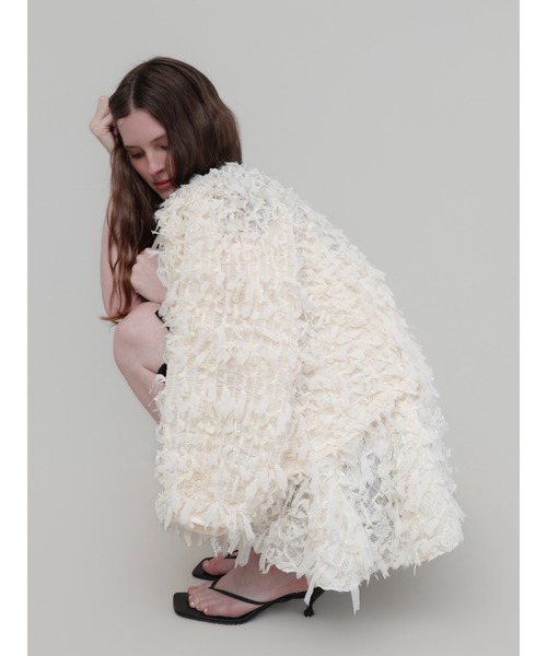 AMOMMA（アモマ）の「FRILL TEXTURE CAMI（キャミソール・レディース・ブラック/アイボリー・FREE）」の5枚目の写真