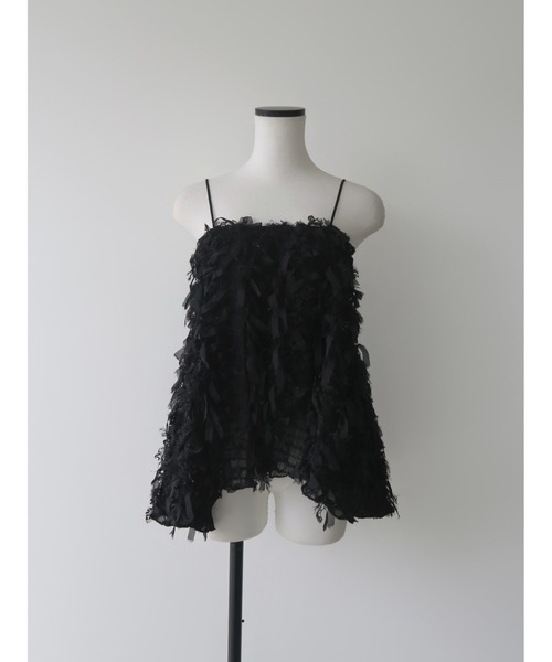 AMOMMA（アモマ）の「FRILL TEXTURE CAMI（キャミソール・レディース・ブラック/アイボリー・FREE）」の7枚目の写真
