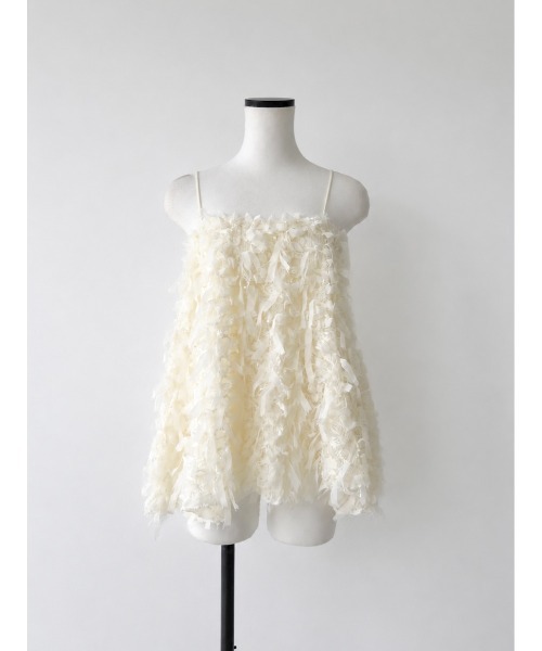 AMOMMA（アモマ）の「FRILL TEXTURE CAMI（キャミソール・レディース・ブラック/アイボリー・FREE）」の10枚目の写真