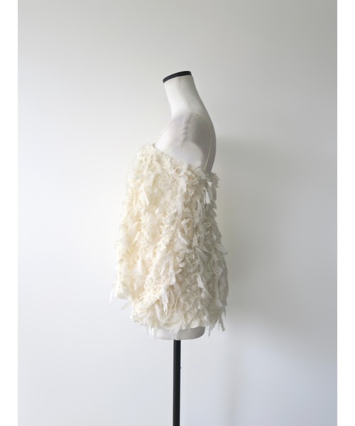 AMOMMA（アモマ）の「FRILL TEXTURE CAMI（キャミソール・レディース・ブラック/アイボリー・FREE）」の9枚目の写真