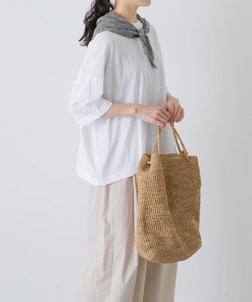 かぐれ(カグレ)の「ハイツイストコットン半袖Tシャツ(Tシャツ/カットソー・レディース・チャコールグレー/オフホワイト/ブラック・FREE)」の2枚目の写真
