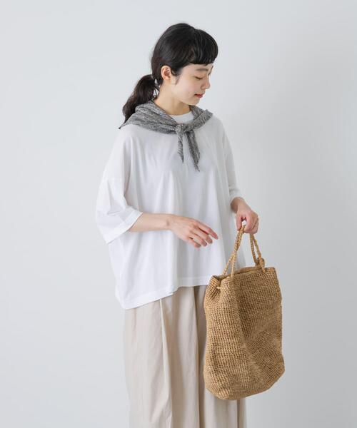 かぐれ(カグレ)の「ハイツイストコットン半袖Tシャツ(Tシャツ/カットソー・レディース・チャコールグレー/オフホワイト/ブラック・FREE)」の8枚目の写真