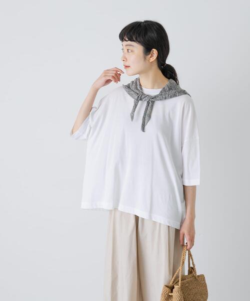 かぐれ(カグレ)の「ハイツイストコットン半袖Tシャツ(Tシャツ/カットソー・レディース・チャコールグレー/オフホワイト/ブラック・FREE)」の9枚目の写真