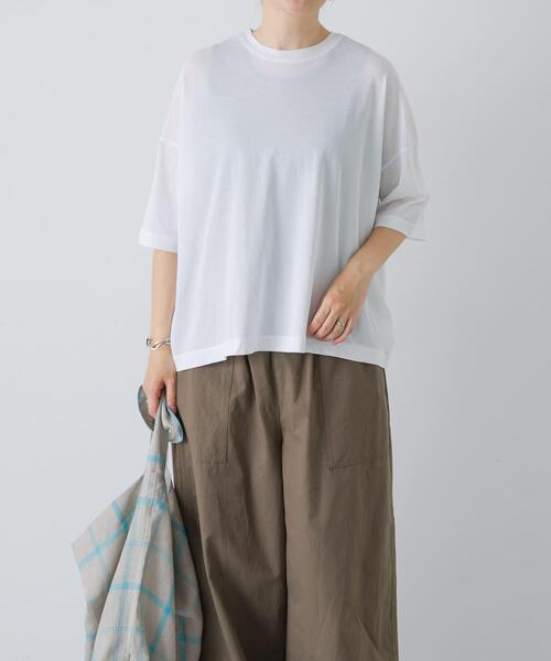 かぐれ(カグレ)の「ハイツイストコットン半袖Tシャツ(Tシャツ/カットソー・レディース・チャコールグレー/オフホワイト/ブラック・FREE)」の13枚目の写真