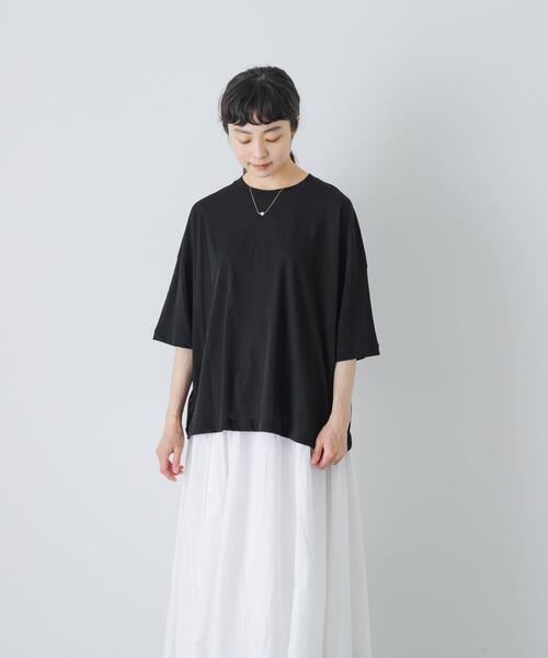 かぐれ(カグレ)の「ハイツイストコットン半袖Tシャツ(Tシャツ/カットソー・レディース・チャコールグレー/オフホワイト/ブラック・FREE)」の17枚目の写真