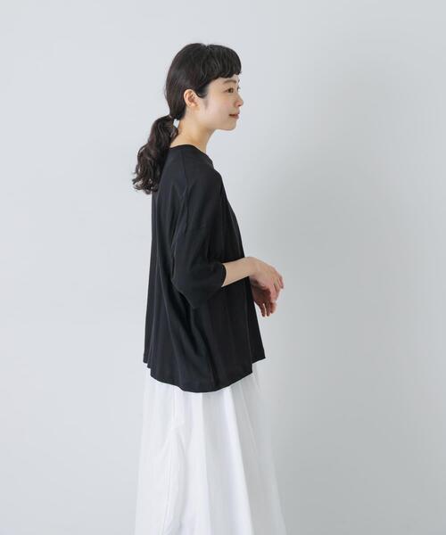 かぐれ(カグレ)の「ハイツイストコットン半袖Tシャツ(Tシャツ/カットソー・レディース・チャコールグレー/オフホワイト/ブラック・FREE)」の18枚目の写真