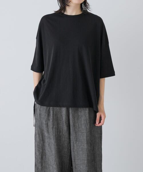 かぐれ(カグレ)の「ハイツイストコットン半袖Tシャツ(Tシャツ/カットソー・レディース・チャコールグレー/オフホワイト/ブラック・FREE)」の20枚目の写真