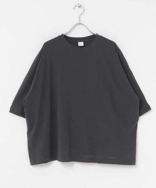 かぐれ(カグレ)の「ハイツイストコットン半袖Tシャツ(Tシャツ/カットソー・レディース・チャコールグレー/オフホワイト/ブラック・FREE)」の6枚目の写真