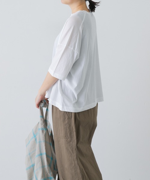 かぐれ(カグレ)の「ハイツイストコットン半袖Tシャツ(Tシャツ/カットソー・レディース・チャコールグレー/オフホワイト/ブラック・FREE)」の5枚目の写真