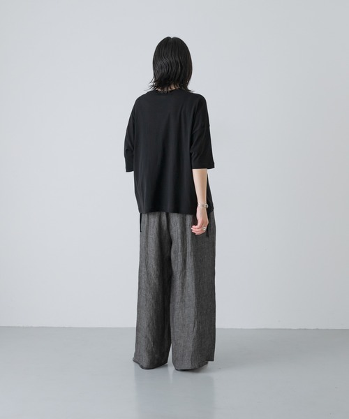 かぐれ(カグレ)の「ハイツイストコットン半袖Tシャツ(Tシャツ/カットソー・レディース・チャコールグレー/オフホワイト/ブラック・FREE)」の14枚目の写真