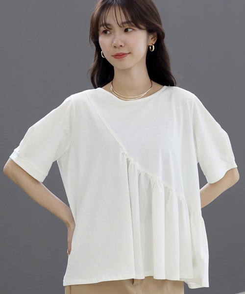 Aletta vita(アレッタビータ)の「綿天竺ギャザーデザインカットソー(Tシャツ/カットソー・レディース・オフホワイト/ブラック・M)」の20枚目の写真