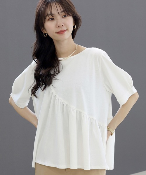 Aletta vita(アレッタビータ)の「綿天竺ギャザーデザインカットソー(Tシャツ/カットソー・レディース・オフホワイト/ブラック・M)」の17枚目の写真