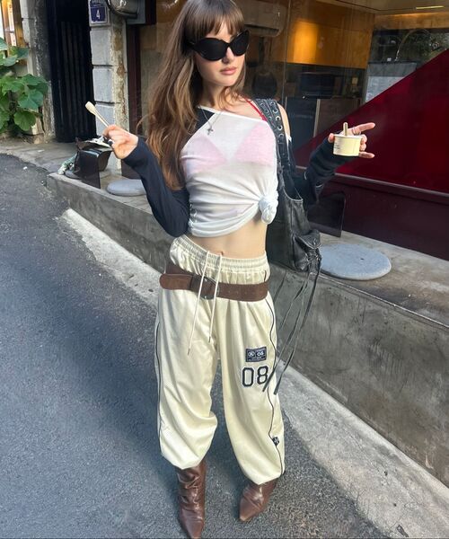 THE MYSTERIOUS HOTEL（ザミステリアスホテル）の「PATCH MESH PANTS [IVORY]（スウェットパンツ・レディース・その他・FREE）」の3枚目の写真