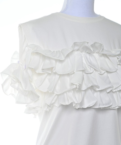 Narcissus(ナルシス)の「【Narcissus】フリルビスチェTシャツ トップス ビスチェ風(Tシャツ/カットソー・レディース・ブラック・FREE)」の4枚目の写真