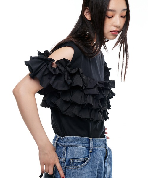 Narcissus（ナルシス）の「【Narcissus】フリルビスチェTシャツ トップス ビスチェ風（Tシャツ/カットソー・レディース・ブラック/ホワイト・FREE）」の19枚目の写真