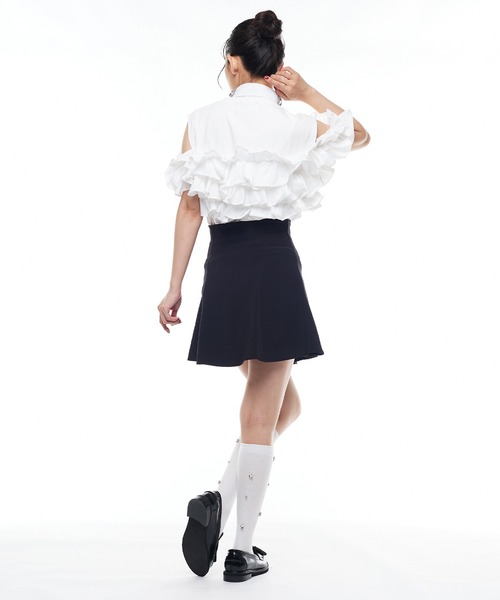 Narcissus（ナルシス）の「【Narcissus】フリルビスチェTシャツ トップス ビスチェ風（Tシャツ/カットソー・レディース・ブラック/ホワイト・FREE）」の12枚目の写真
