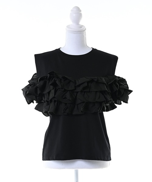 Narcissus（ナルシス）の「【Narcissus】フリルビスチェTシャツ トップス ビスチェ風（Tシャツ/カットソー・レディース・ブラック/ホワイト・FREE）」の14枚目の写真